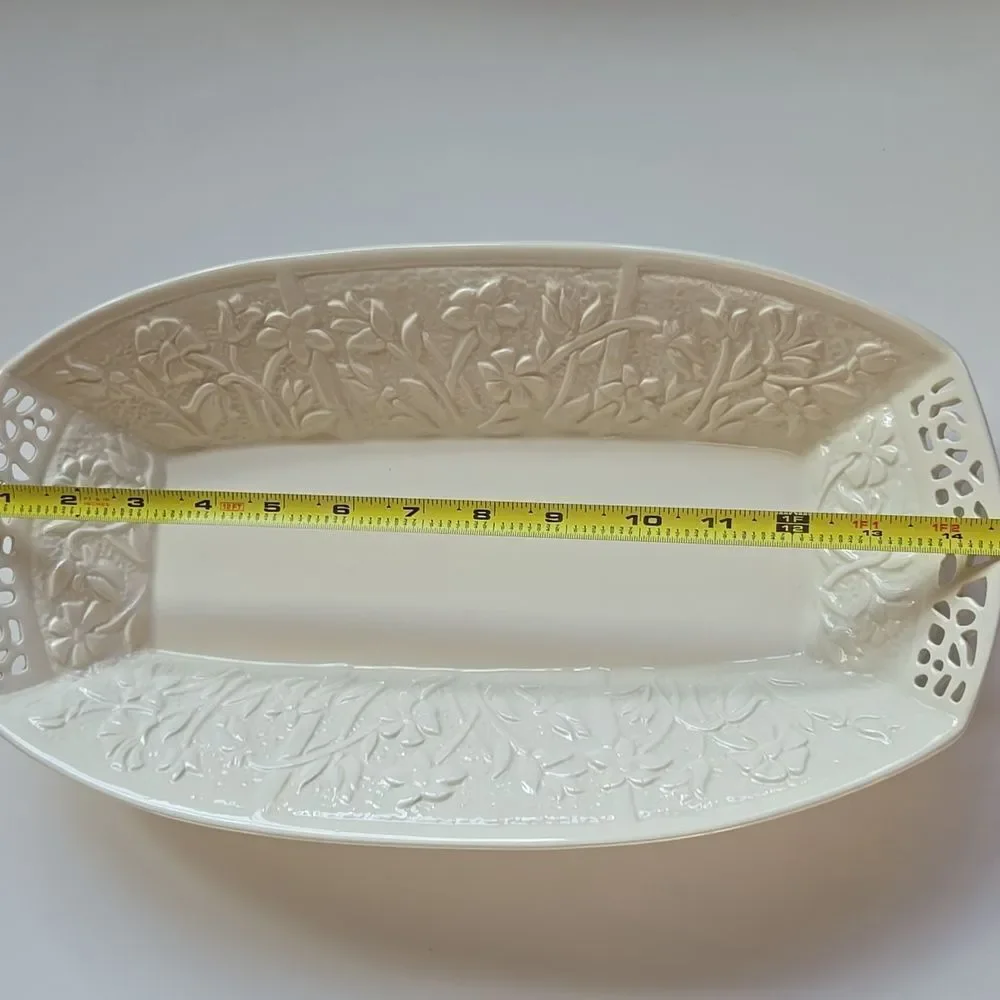 Lenox Jasmine Rectangle Serving Tray Floral Lattice 120th Anniversary Collection